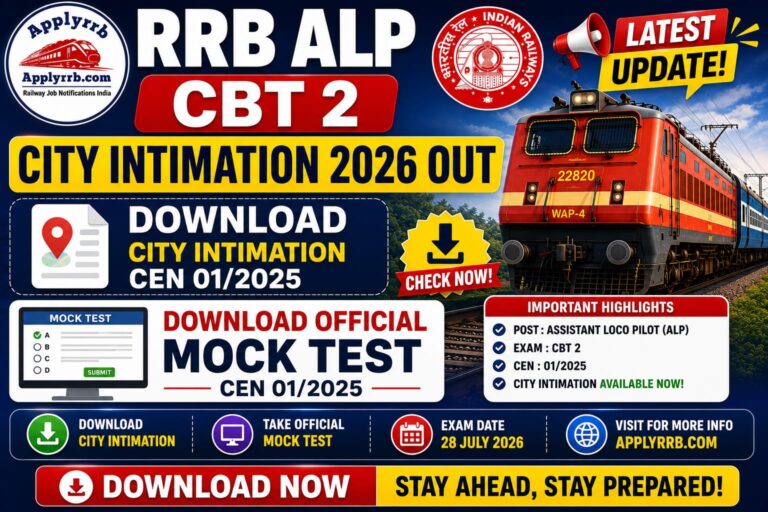 RRB ALP CBT 2 City Intimation