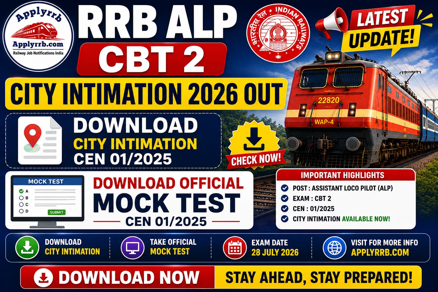 RRB ALP CBT 2 City Intimation