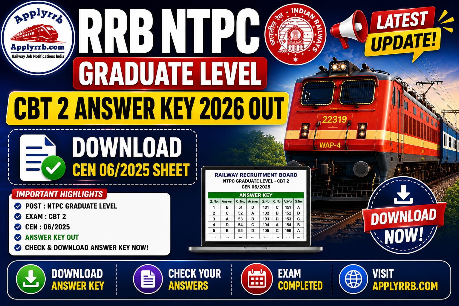 RRB NTPC Graduate CBT 2 Answer Key 2026