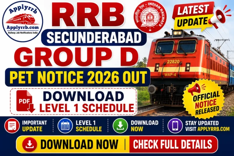 RRB Secunderabad Group D PET Notice 2026