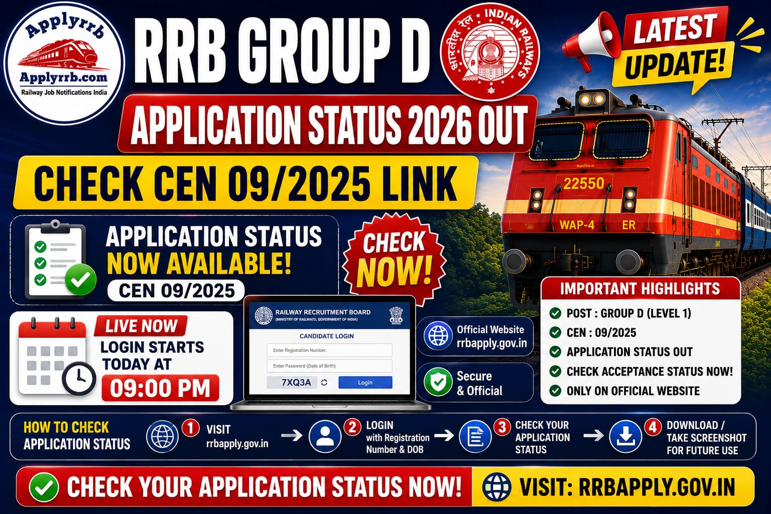 RRB Group D Application Status 2026