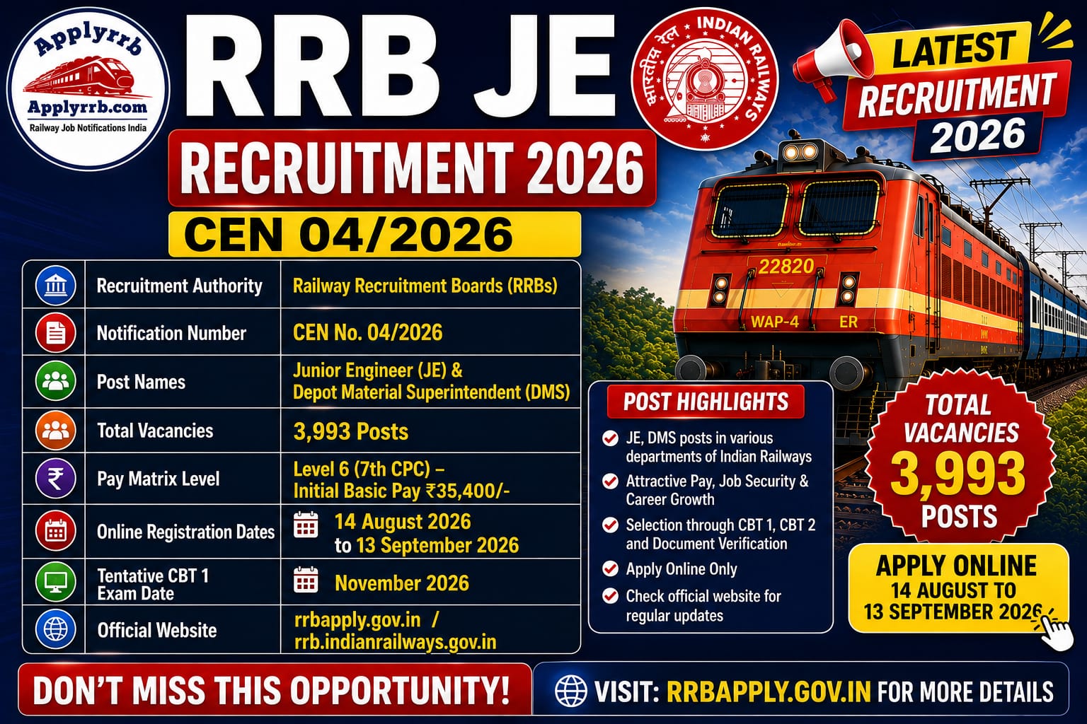 RRB JE Notification 2026