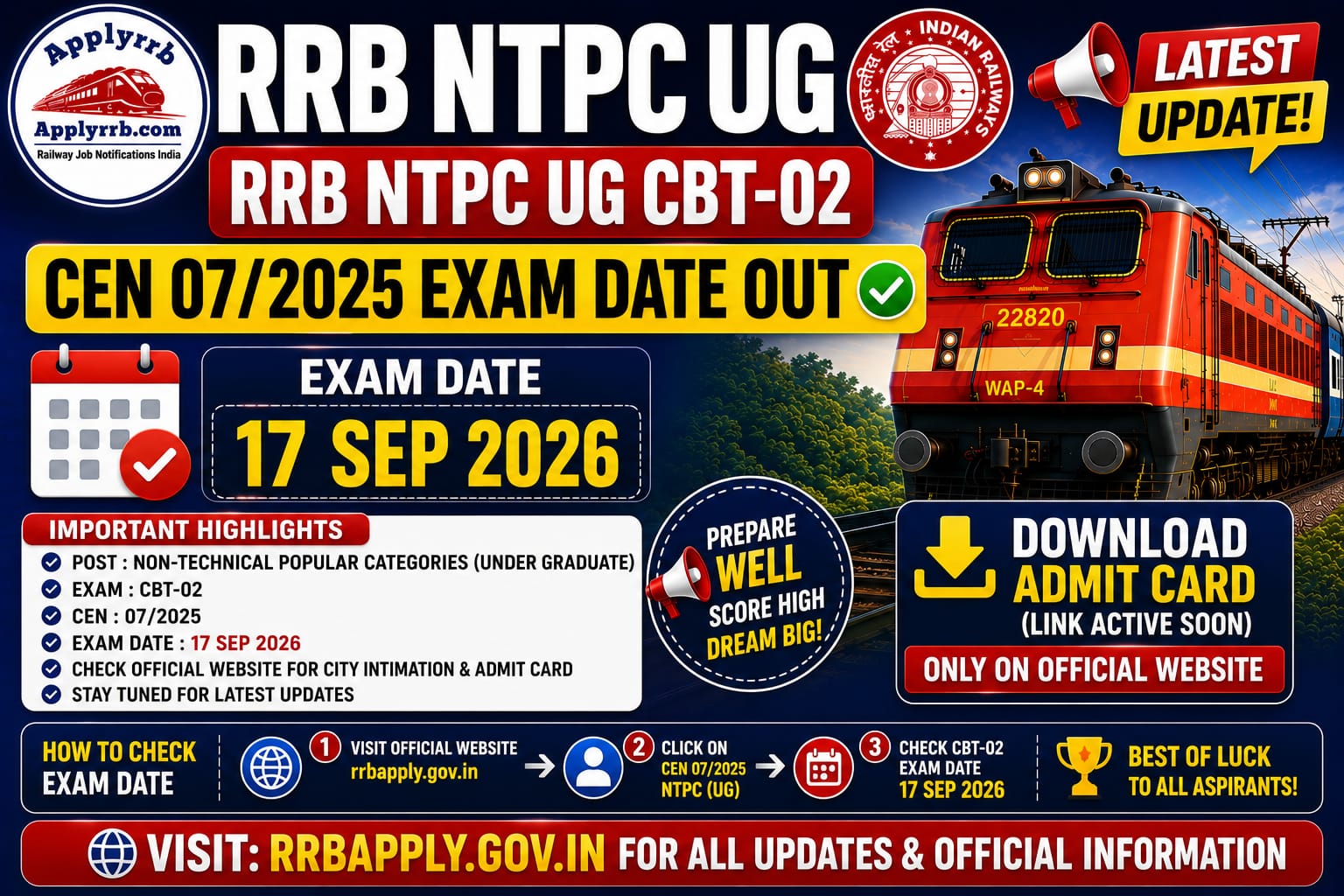 RRB NTPC UG CBT 2 Exam Date 2026